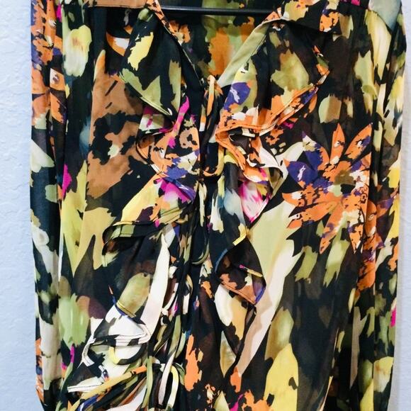 Cabi Floral Sheer Tie Front Blouse Style Size Small - Picture 5 of 7